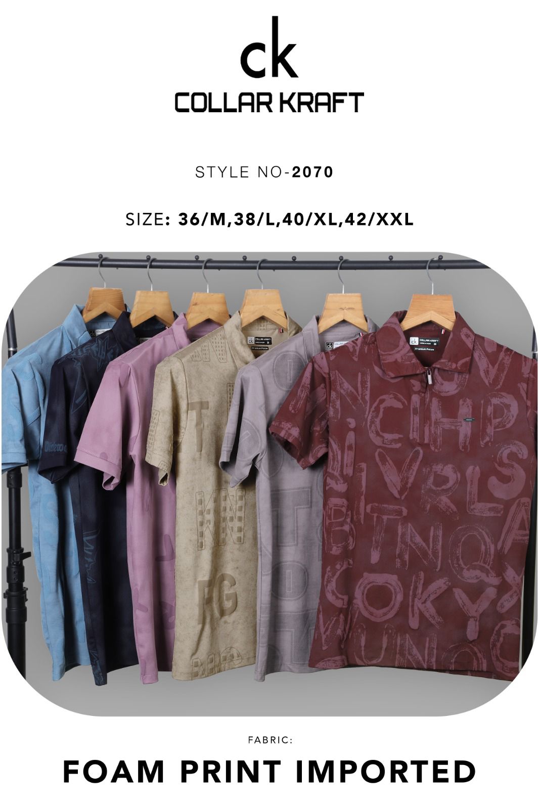 Style No 2070 Collar Kraft Tencil Mens Tshirts Supplier