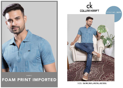 Style No 2070 Collar Kraft Tencil Mens Tshirts Supplier