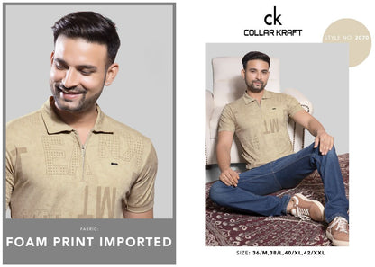 Style No 2070 Collar Kraft Tencil Mens Tshirts Supplier
