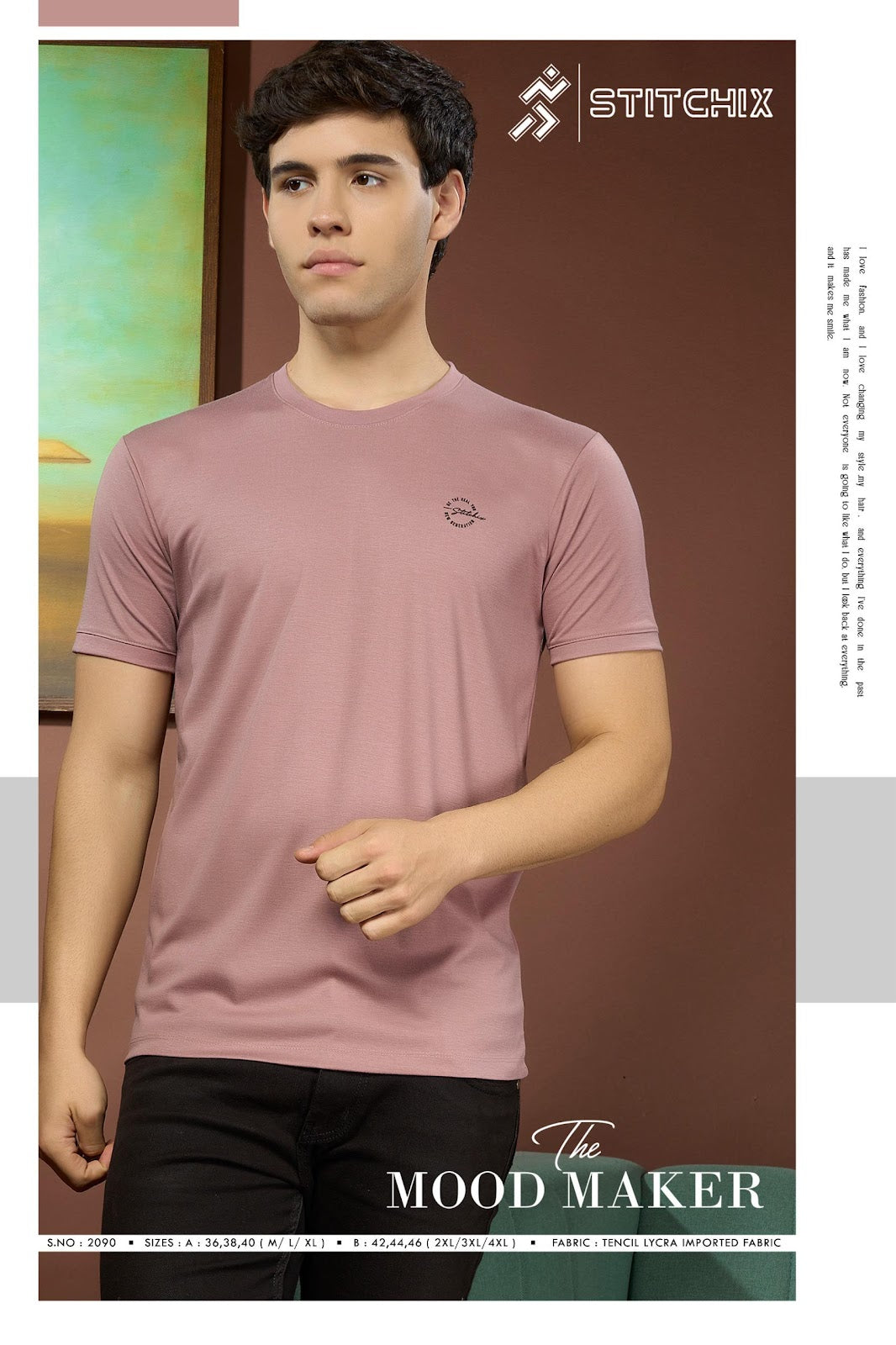 Style No 2090 Stitchix Tencil Lycra Mens Tshirts Manufacturer