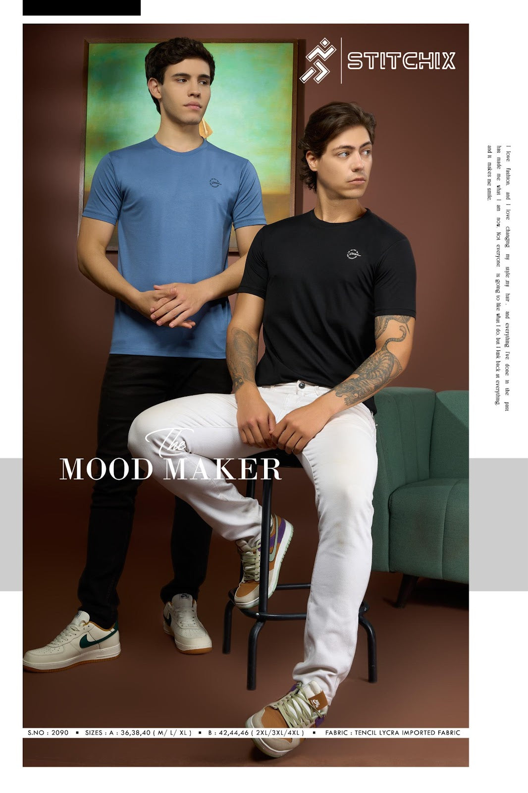 Style No 2090 Stitchix Tencil Lycra Mens Tshirts Manufacturer