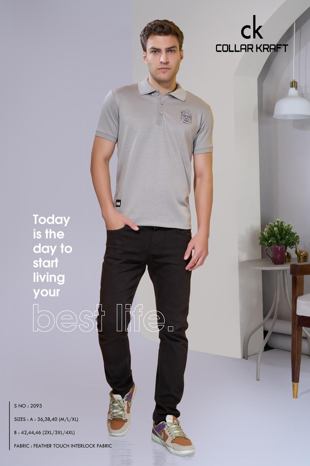 Style No 2093 Collar Kraft Interlock Mens Tshirts Exporter Gujarat