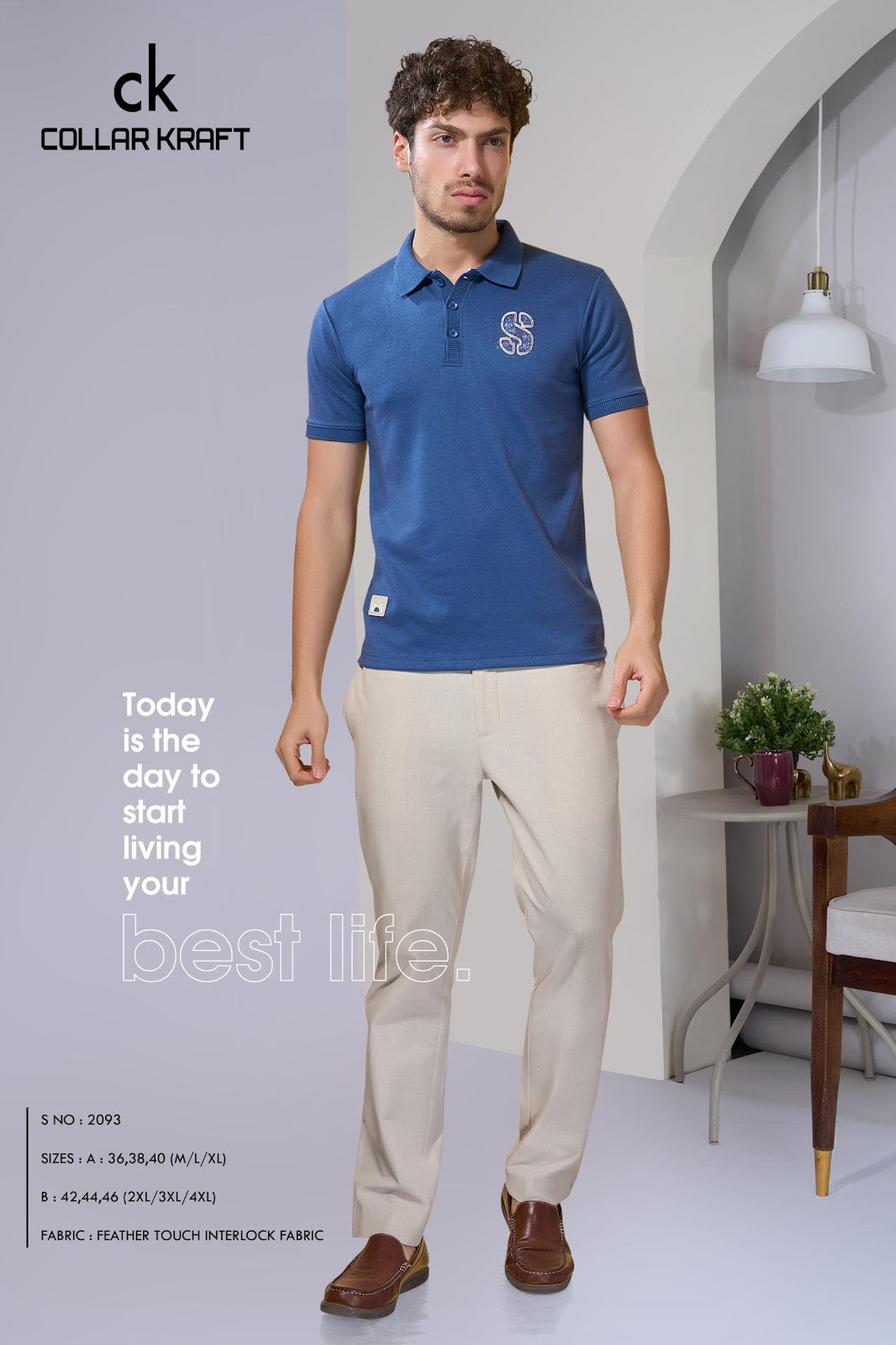 Style No 2093 Collar Kraft Interlock Mens Tshirts Exporter Gujarat