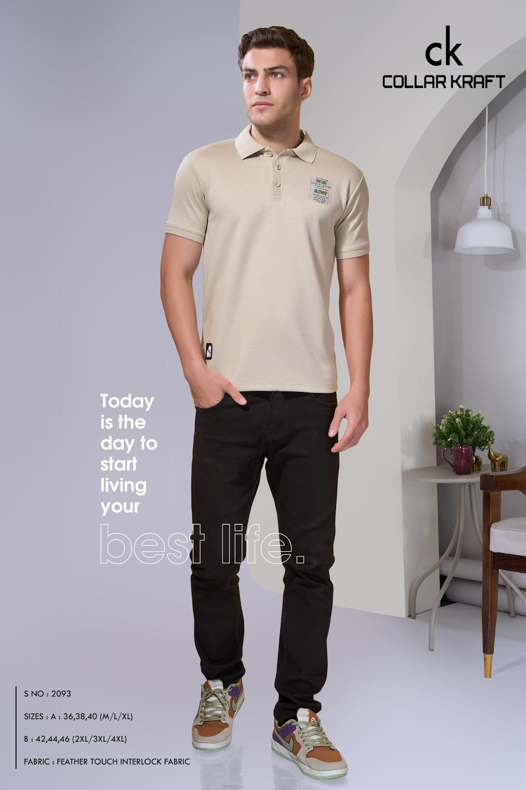 Style No 2093 Collar Kraft Interlock Mens Tshirts Exporter Gujarat