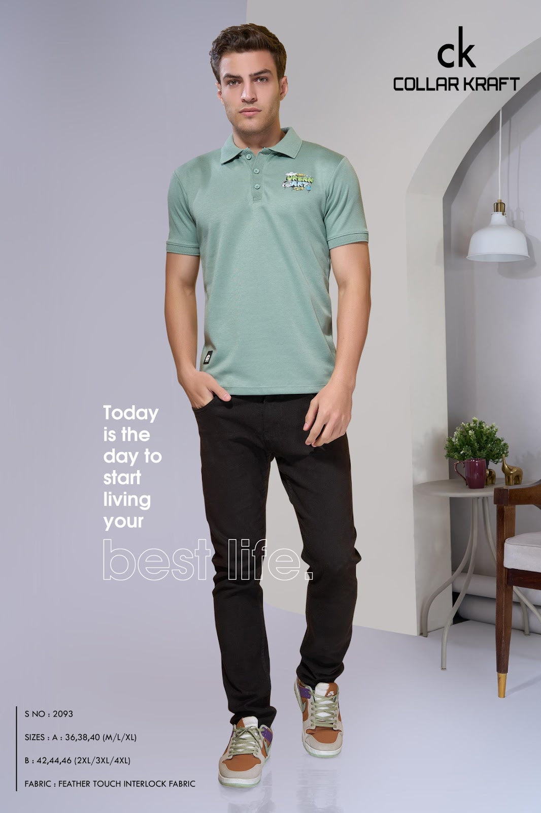 Style No 2093 Collar Kraft Interlock Mens Tshirts Exporter Gujarat