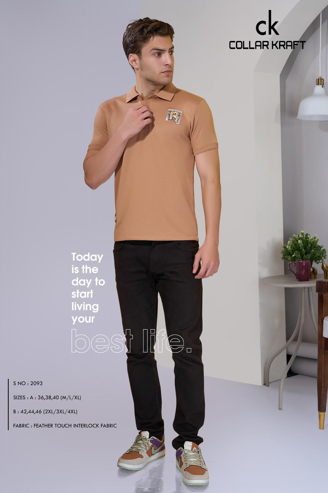 Style No 2093 Collar Kraft Interlock Mens Tshirts Exporter Gujarat