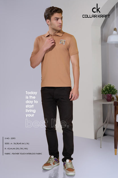Style No 2093 Collar Kraft Interlock Mens Tshirts Exporter Gujarat
