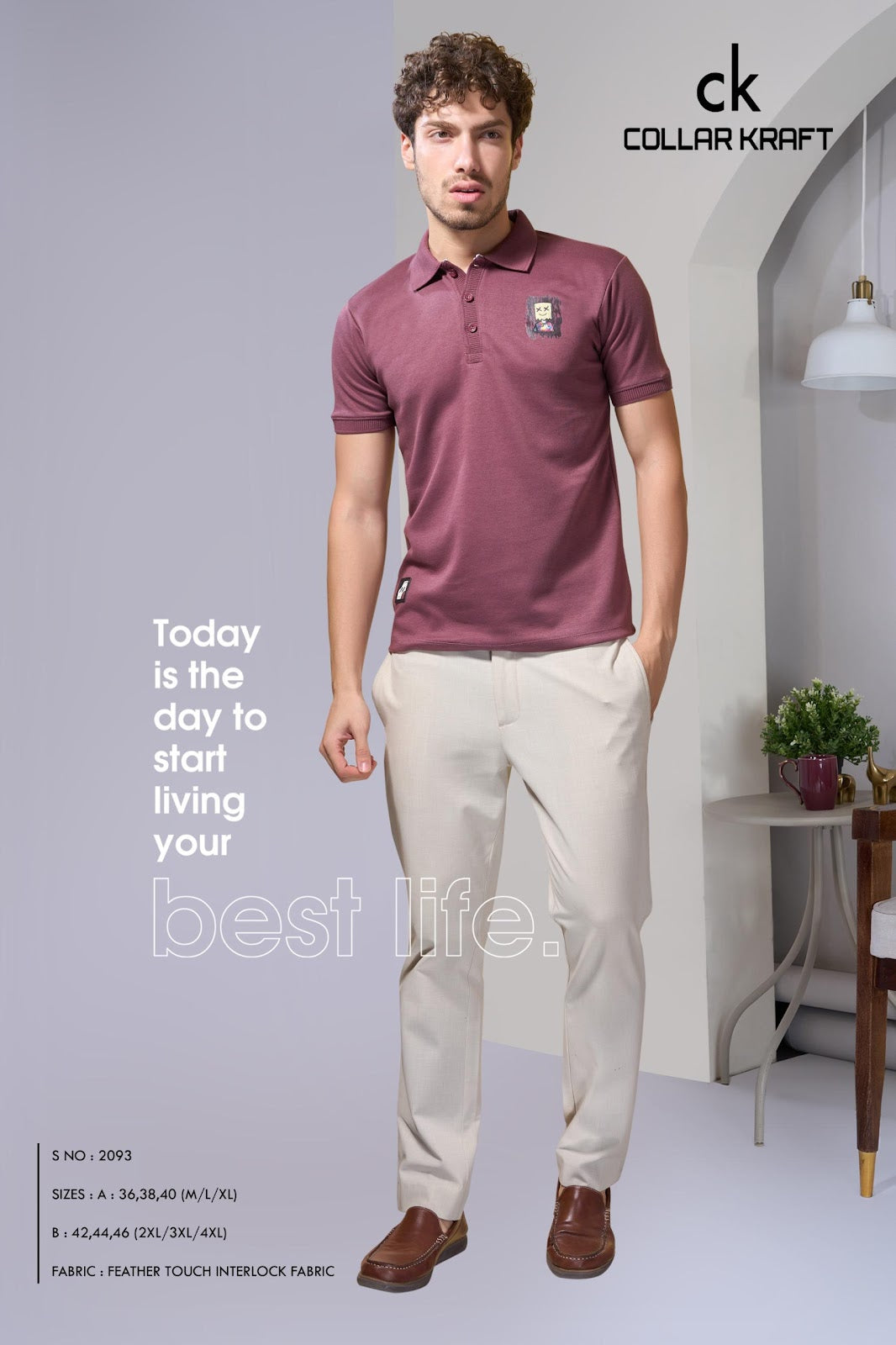 Style No 2093 Collar Kraft Interlock Mens Tshirts Exporter Gujarat