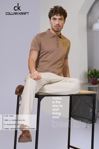 Style No 2093 Collar Kraft Interlock Mens Tshirts Exporter Gujarat