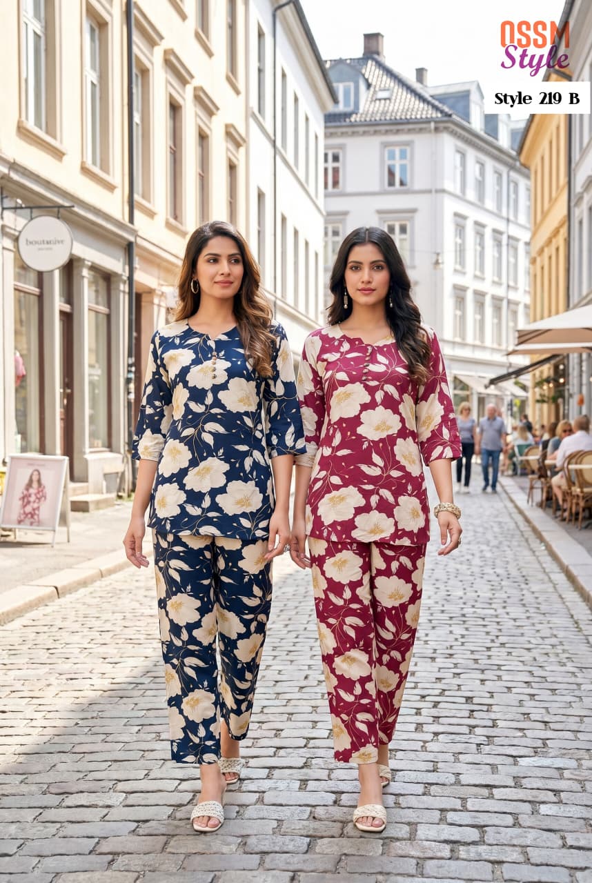 Style No 219 Ossm Rayon 22Kg Co Ord Set Manufacturer