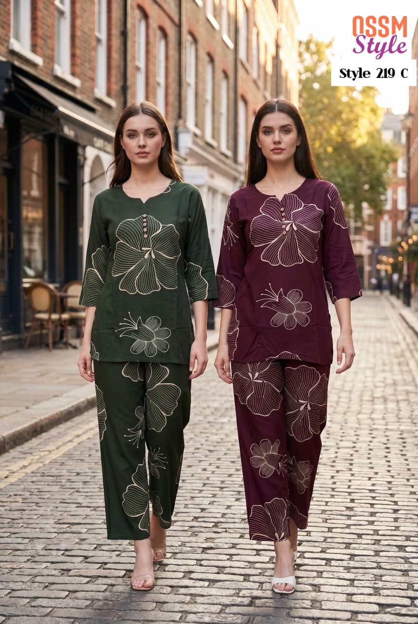 Style No 219 Ossm Rayon 22Kg Co Ord Set Manufacturer