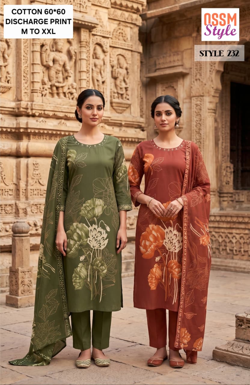 Style No 230 To 234 Ossm Readymade Cotton Pant Suits Wholesaler Gujarat
