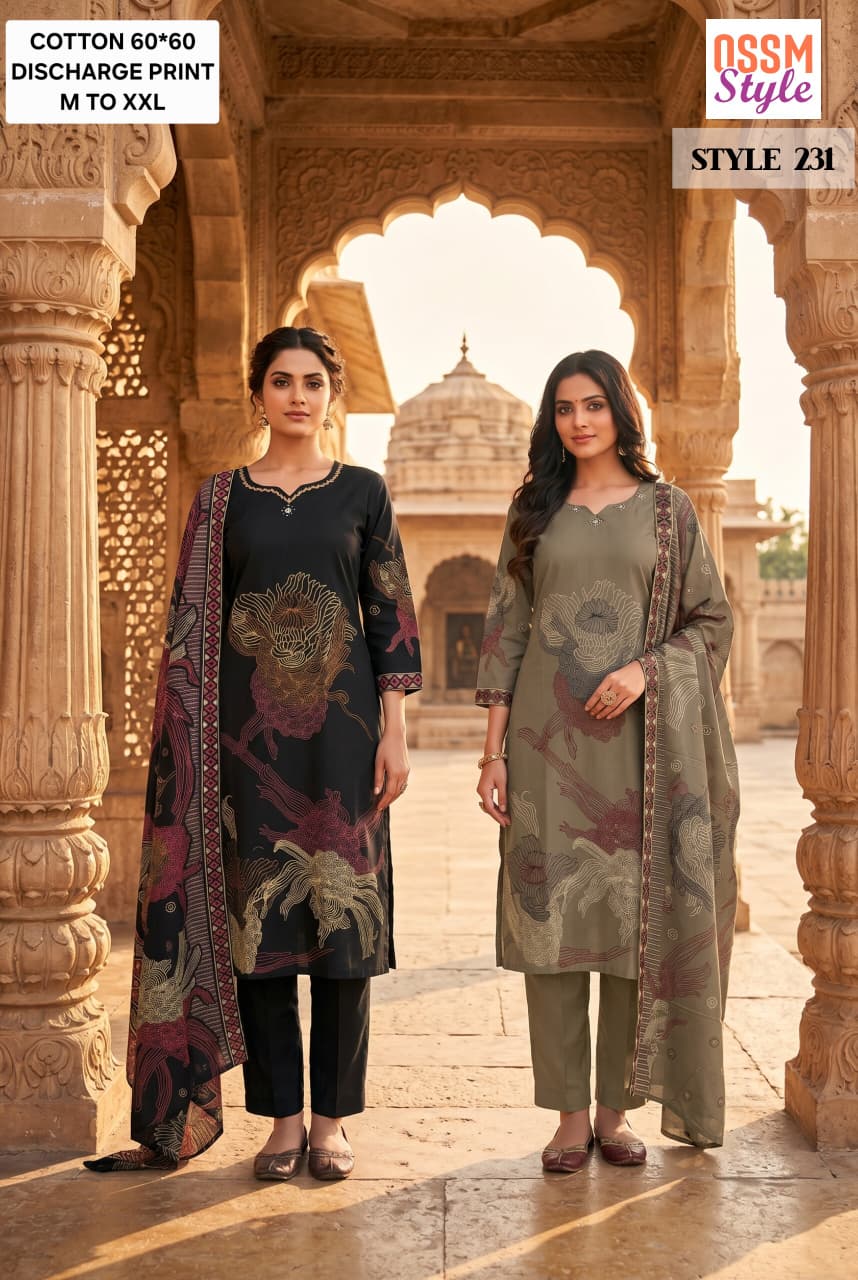 Style No 230 To 234 Ossm Readymade Cotton Pant Suits Wholesaler Gujarat