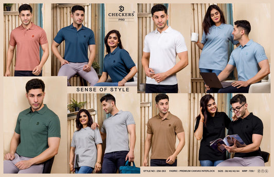 Style No 256-263 Checkers Canvas Interlock Unisex Tshirt Exporter Gujarat