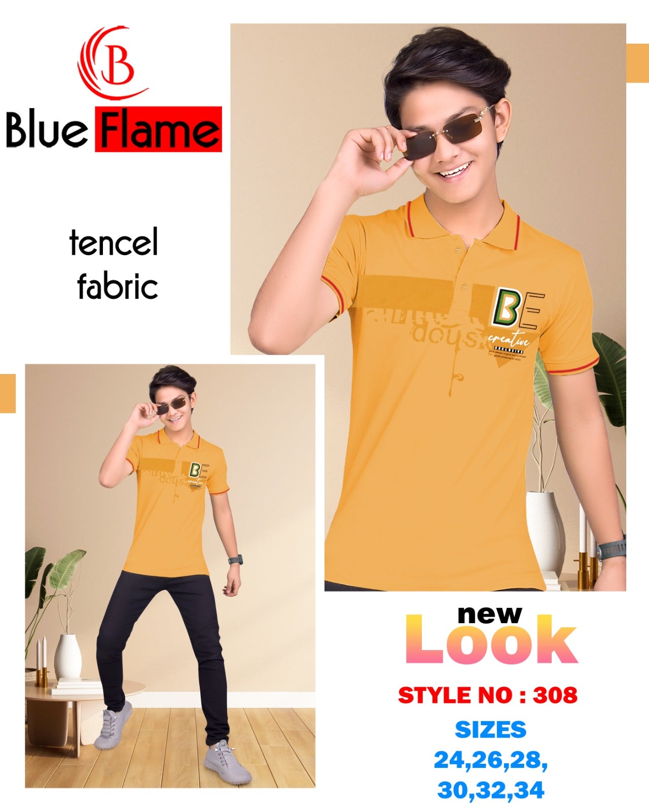 स्टाइल नंबर 308 ब्लू फ्लेम टेंसिल लाइक्रा लड़कों की टीशर्ट थोक विक्रेता अहमदाबाद