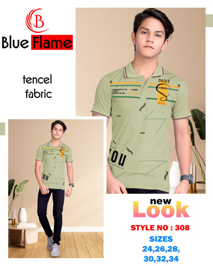 स्टाइल नंबर 308 ब्लू फ्लेम टेंसिल लाइक्रा लड़कों की टीशर्ट थोक विक्रेता अहमदाबाद