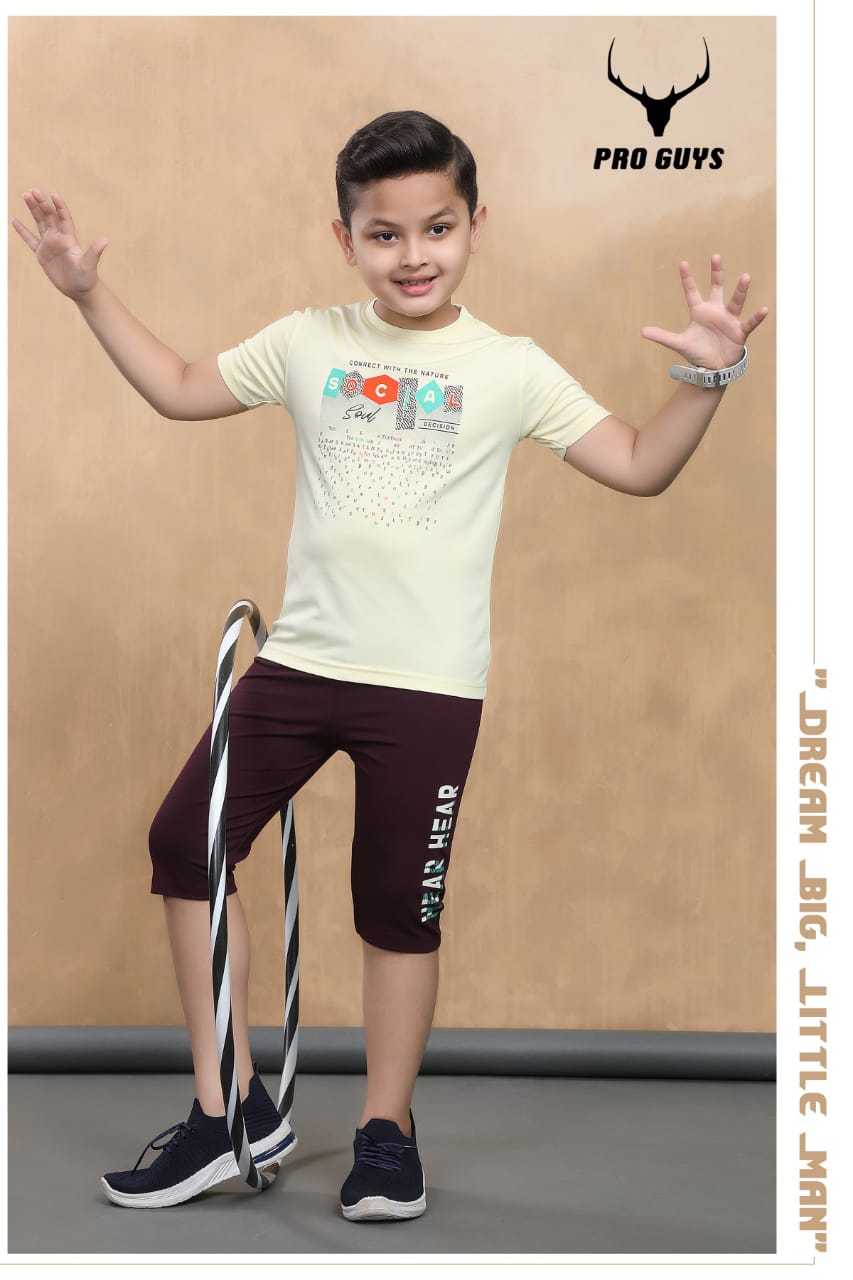 Style No 3668 Pro Guys Tencil Lycra Boys Capri Night Suit Wholesaler