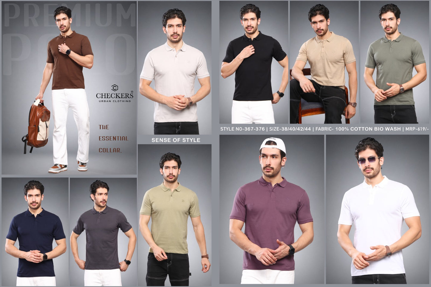 Style No 367-376 Checkers Cotton Biowashed Mens Tshirts Wholesaler India