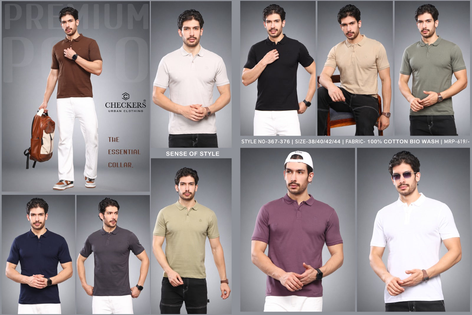 Style No 367-376 Checkers Cotton Biowashed Mens Tshirts Wholesaler India