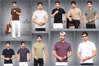 Style No 367-376 Checkers Cotton Biowashed Mens Tshirts Wholesaler India