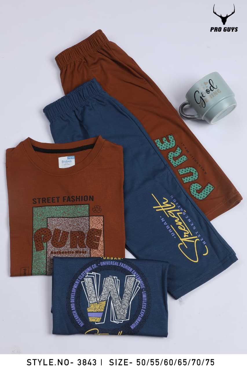 Style No 3843 Pro Guys Tencil Lycra Boys Capri Night Suit Wholesale