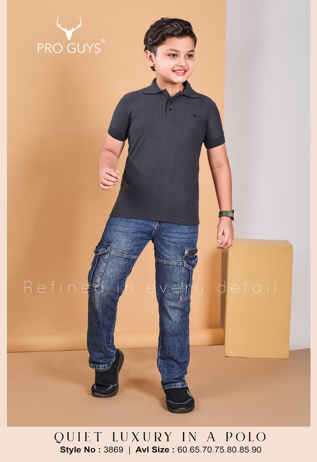 Style No 3869 Pro Guys Jacquard Boys Tshirt Supplier