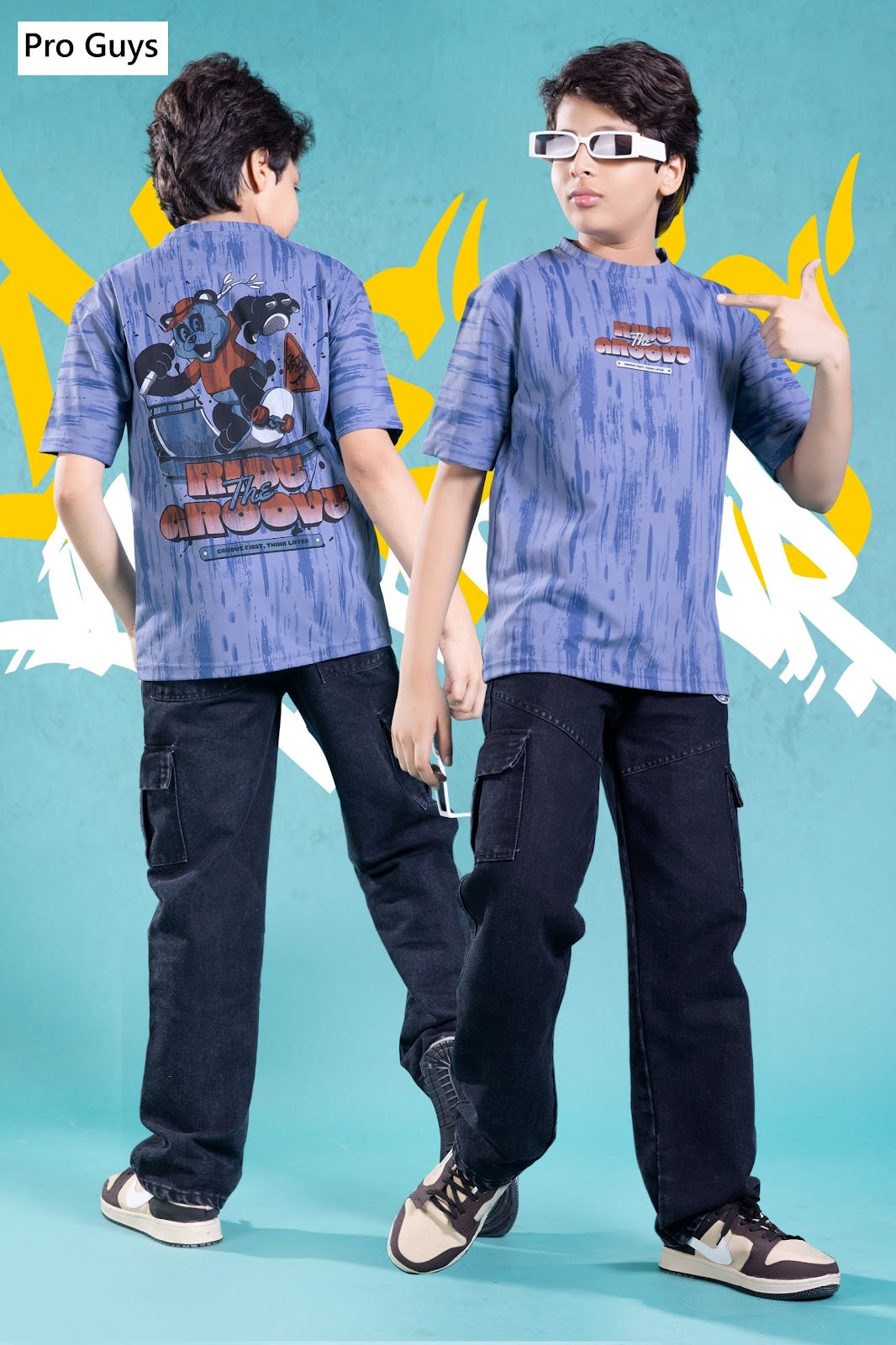 Style No 4022 Pro Guys Fake Cotton Aop Boys Tshirt Manufacturer Gujarat