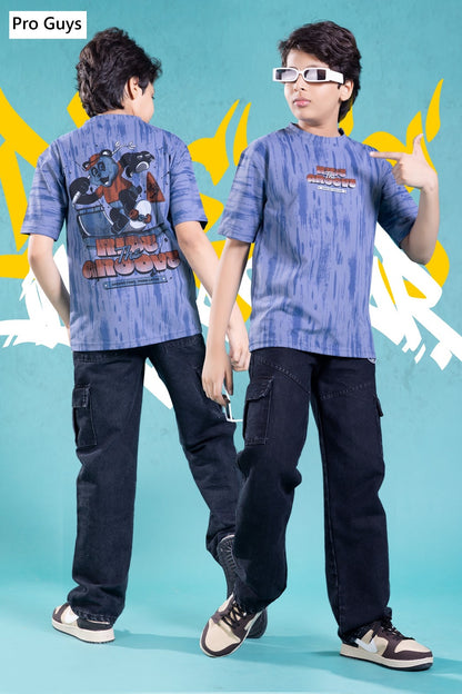 Style No 4022 Pro Guys Fake Cotton Aop Boys Tshirt Manufacturer Gujarat