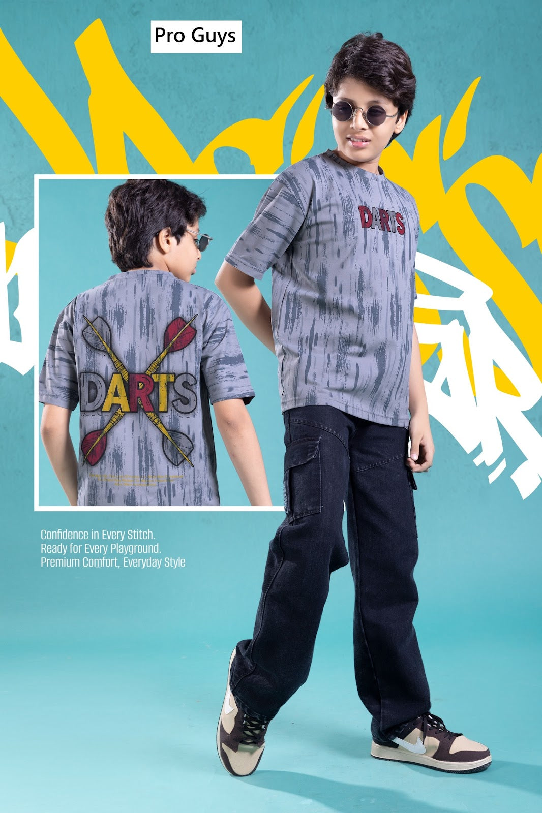 Style No 4022 Pro Guys Fake Cotton Aop Boys Tshirt Manufacturer Gujarat