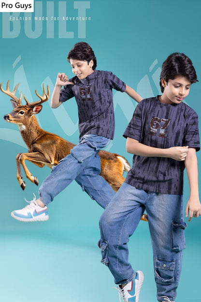 Style No 4022 Pro Guys Fake Cotton Aop Boys Tshirt Manufacturer Gujarat