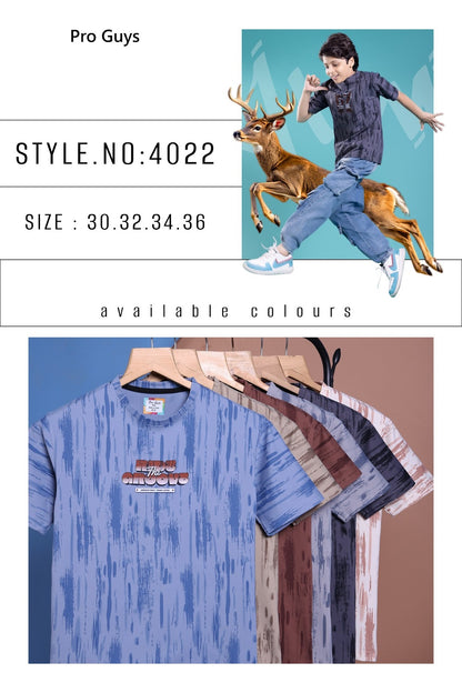Style No 4022 Pro Guys Fake Cotton Aop Boys Tshirt Manufacturer Gujarat