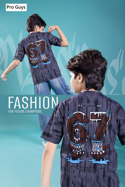 Style No 4022 Pro Guys Fake Cotton Aop Boys Tshirt Manufacturer Gujarat