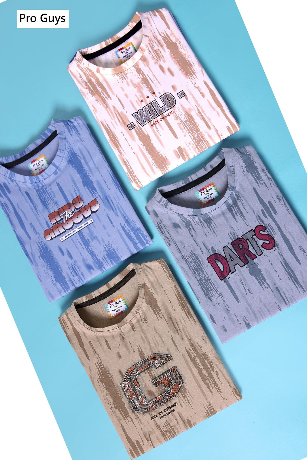 Style No 4022 Pro Guys Fake Cotton Aop Boys Tshirt Manufacturer Gujarat