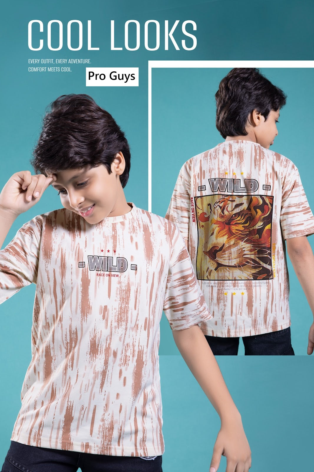 Style No 4022 Pro Guys Fake Cotton Aop Boys Tshirt Manufacturer Gujarat