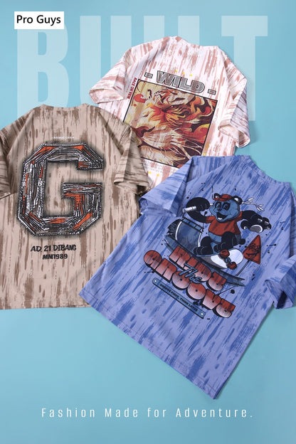 Style No 4022 Pro Guys Fake Cotton Aop Boys Tshirt Manufacturer Gujarat