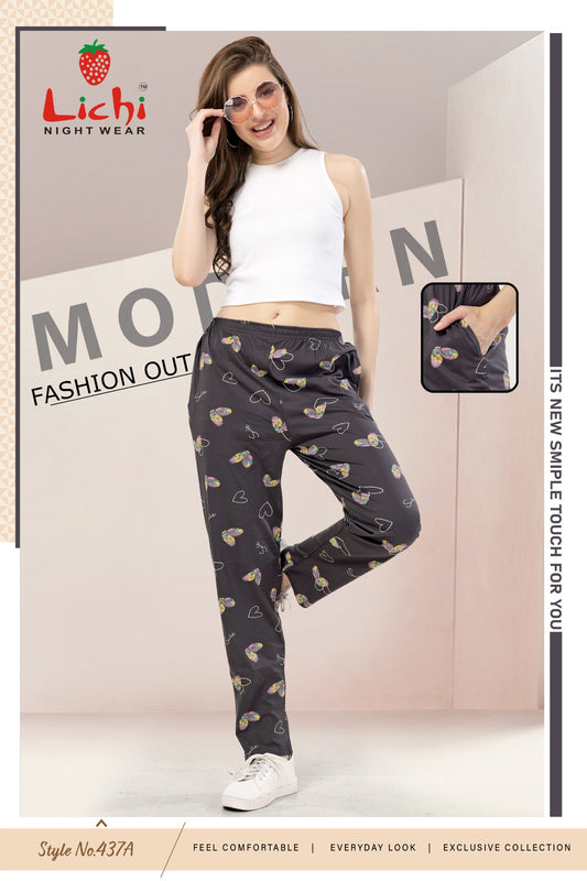 Print Style No 437 Lichi Hosiery Cotton Women Night Lower Supplier India