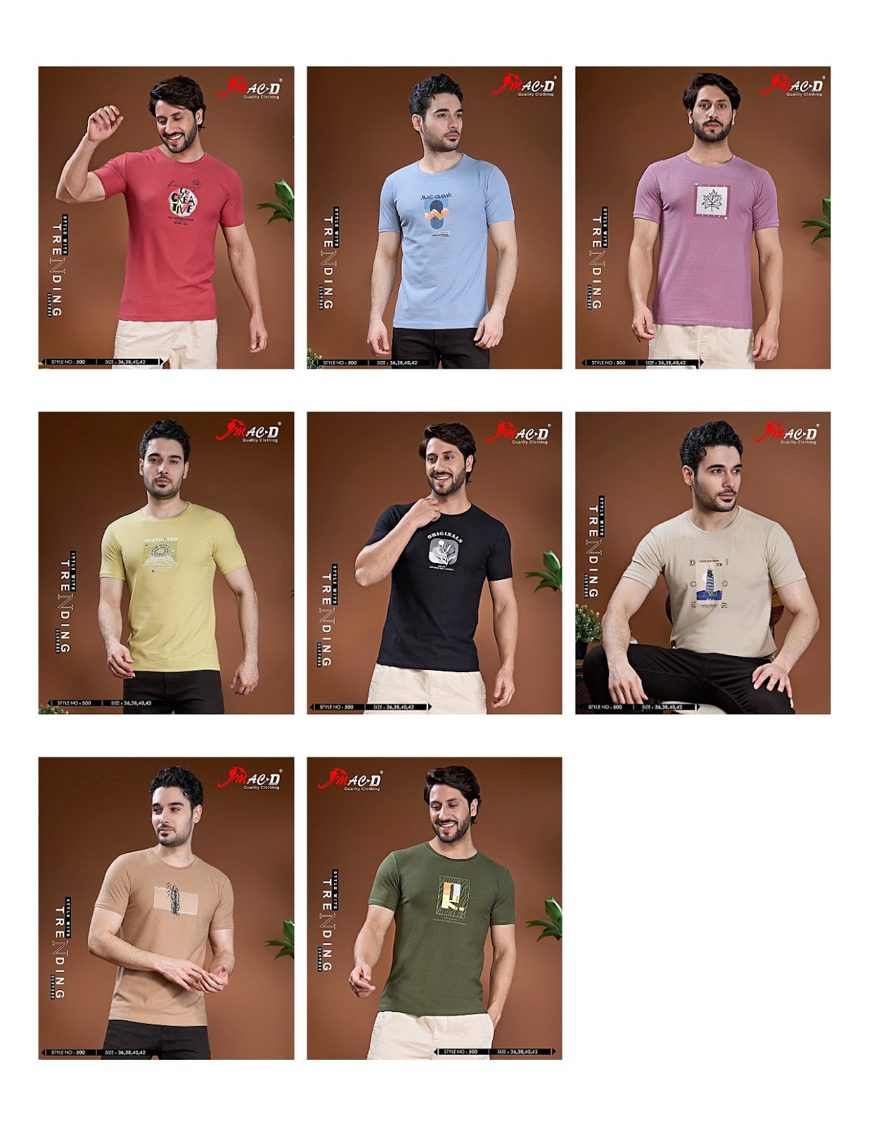 Style No 500 Mac D Cotton Mens Tshirts Exporter India