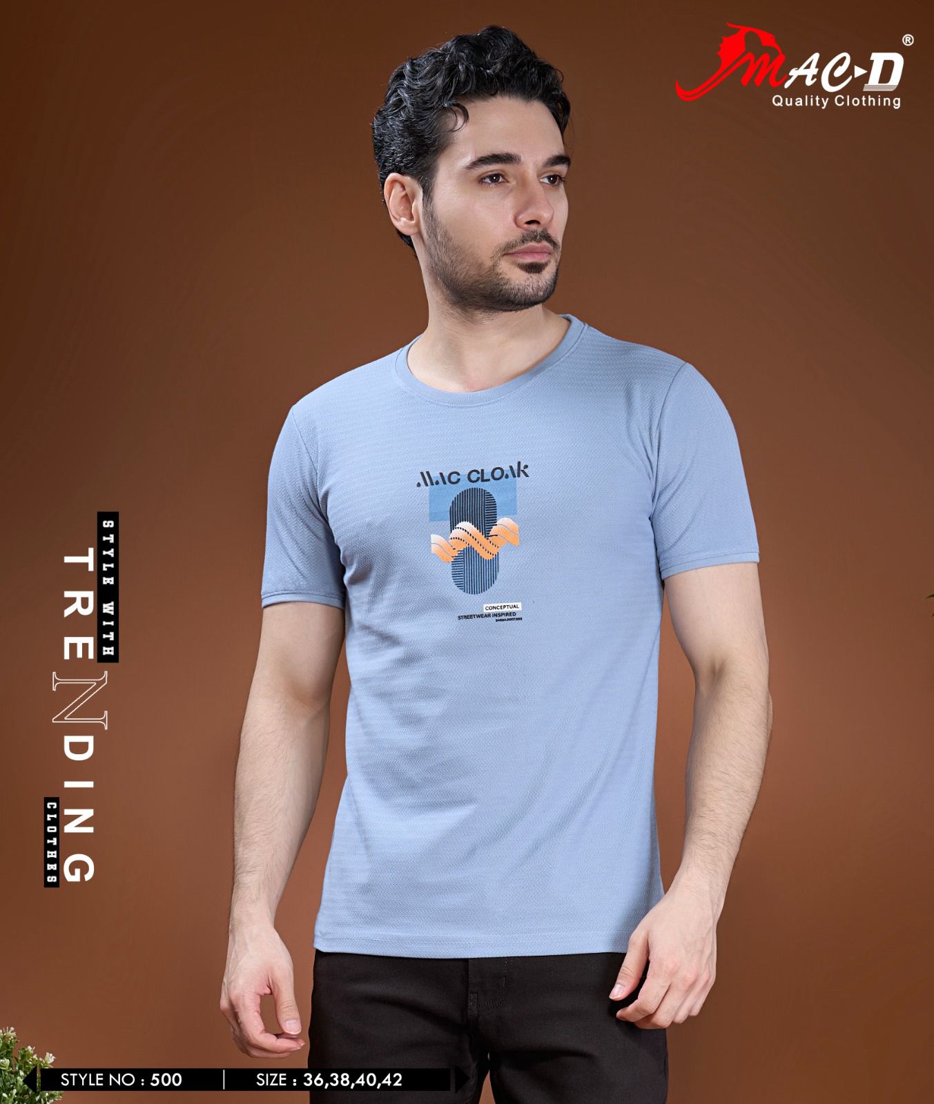 Style No 500 Mac D Cotton Mens Tshirts Exporter India