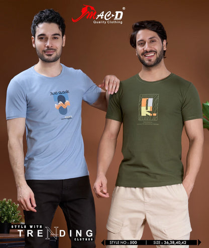 Style No 500 Mac D Cotton Mens Tshirts Exporter India