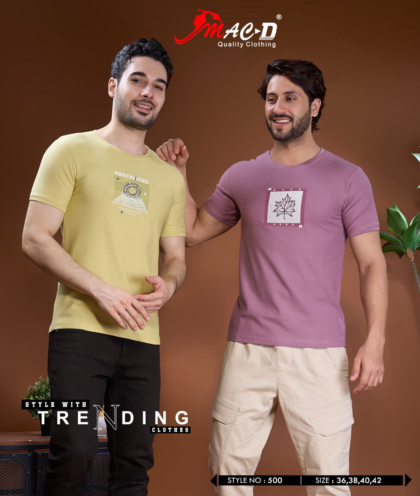 Style No 500 Mac D Cotton Mens Tshirts Exporter India