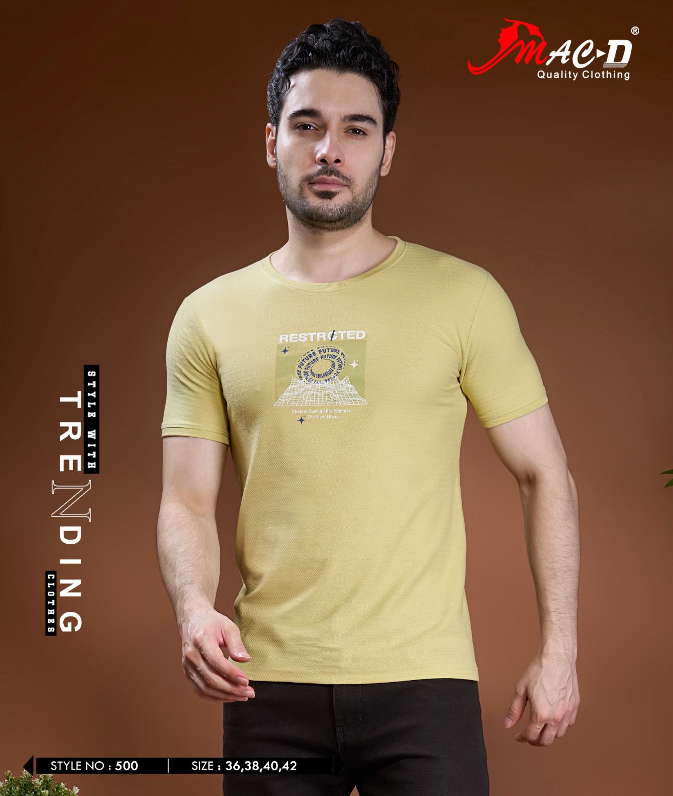 Style No 500 Mac D Cotton Mens Tshirts Exporter India
