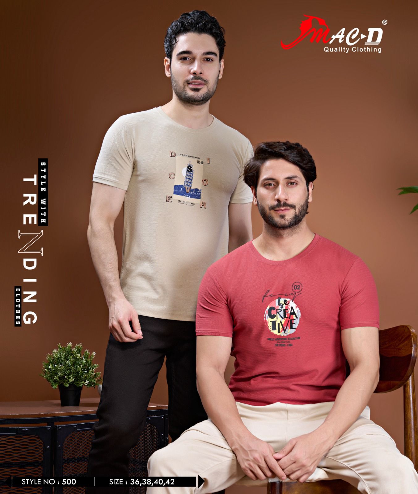 Style No 500 Mac D Cotton Mens Tshirts Exporter India