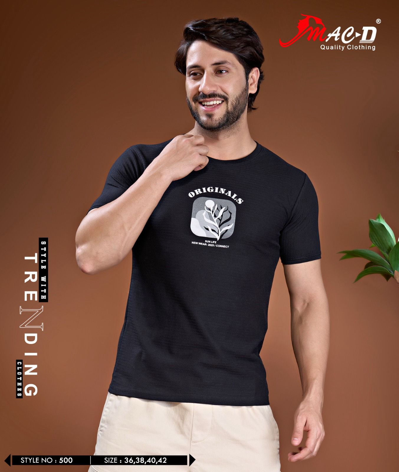 Style No 500 Mac D Cotton Mens Tshirts Exporter India