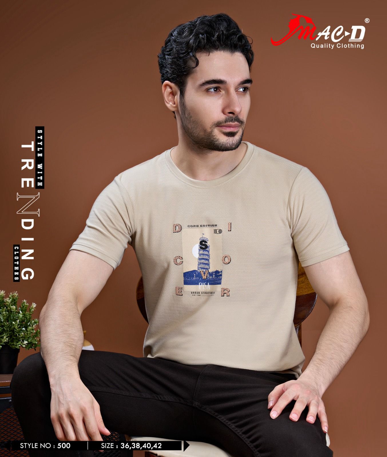 Style No 500 Mac D Cotton Mens Tshirts Exporter India