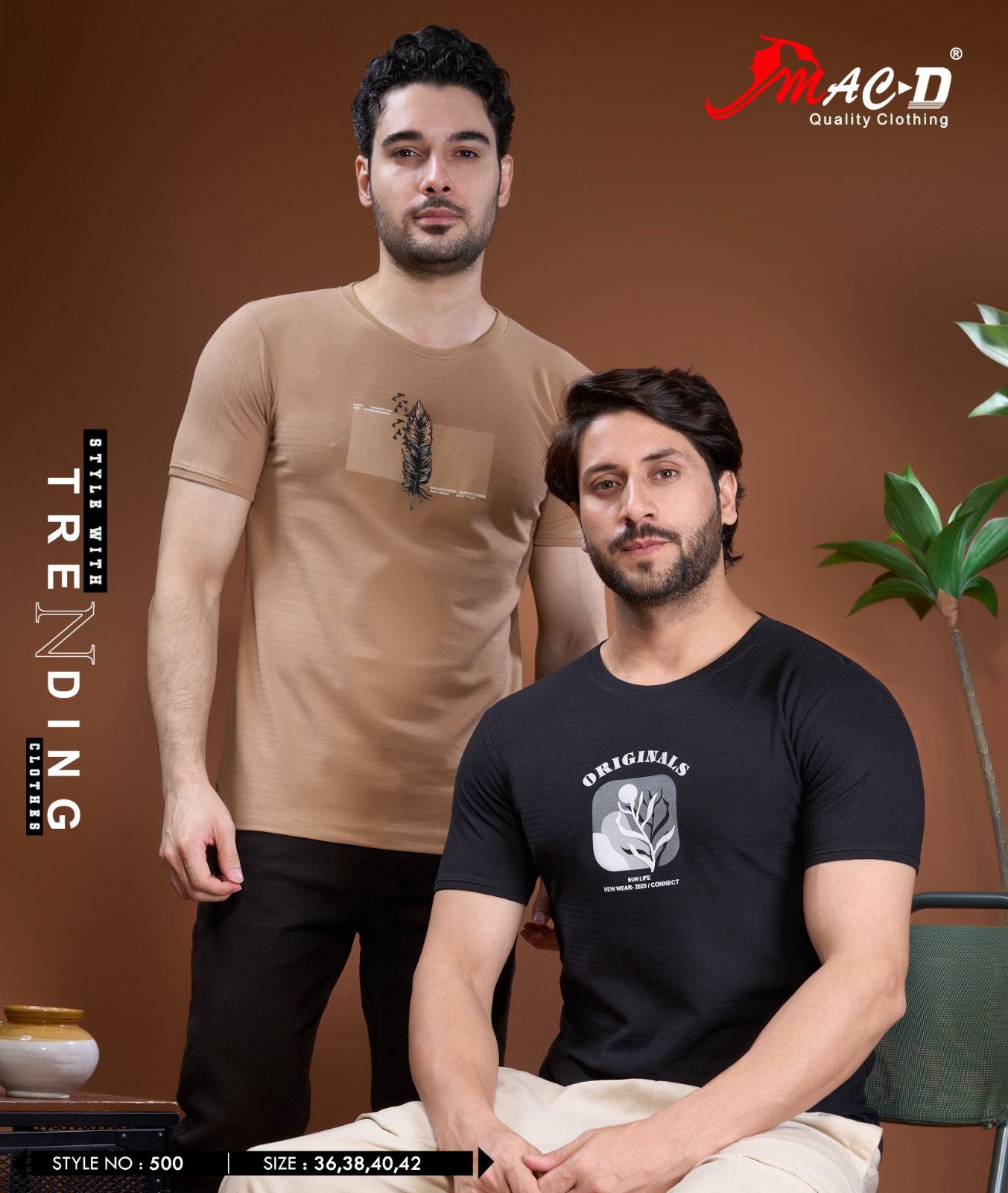 Style No 500 Mac D Cotton Mens Tshirts Exporter India