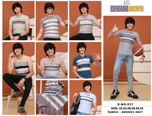 Style No 531 Kiddo Auto Stripes Boys Tshirt Wholesale