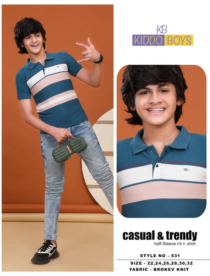 Style No 531 Kiddo Auto Stripes Boys Tshirt Wholesale