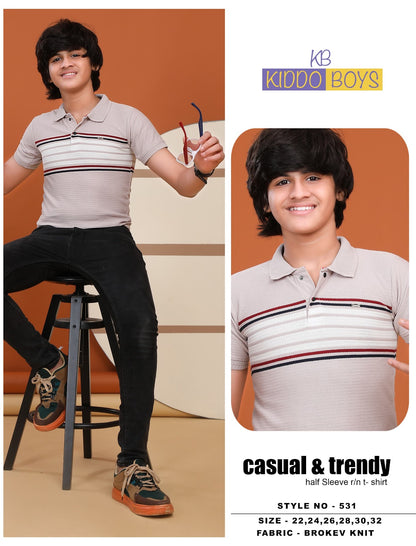 Style No 531 Kiddo Auto Stripes Boys Tshirt Wholesale