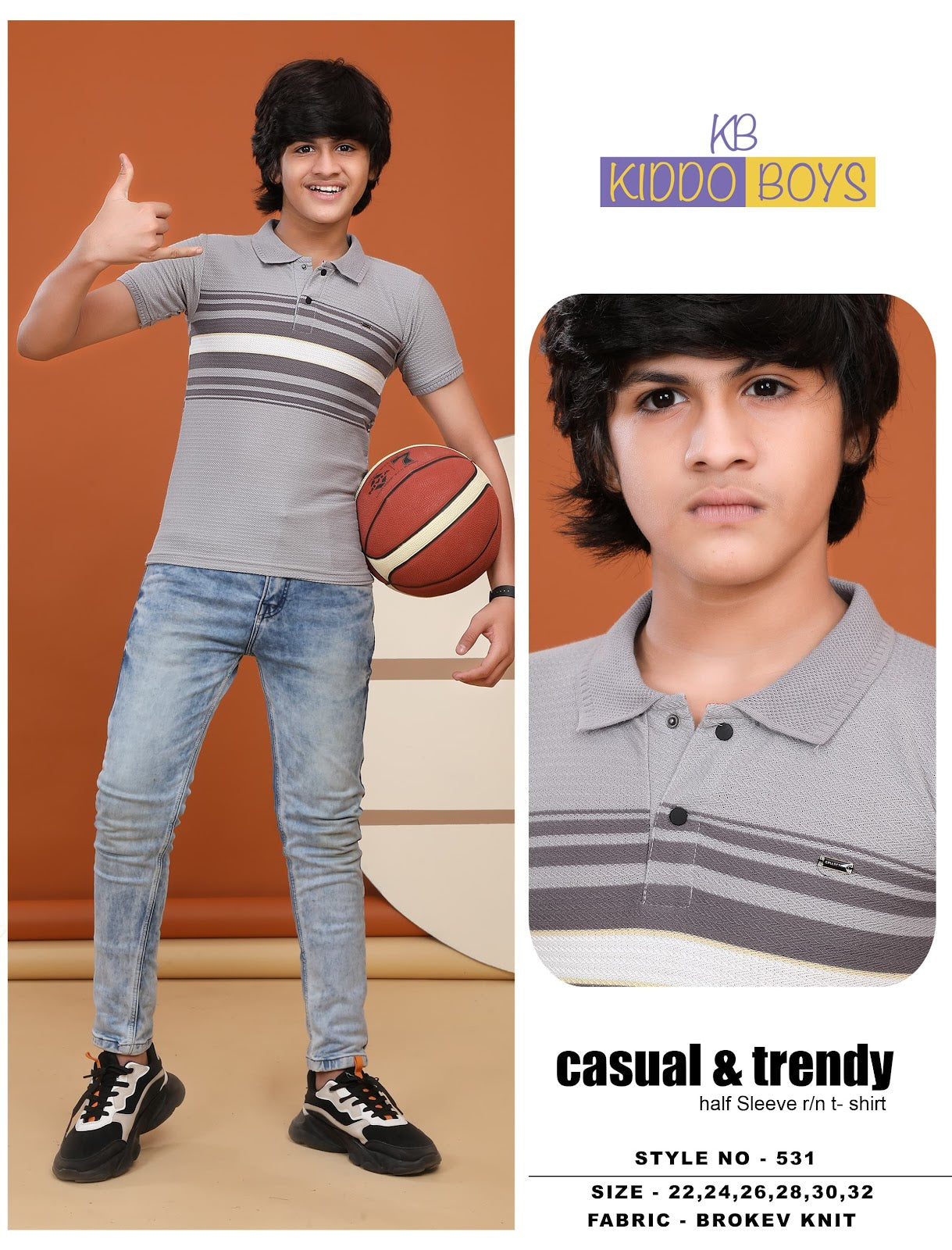 Style No 531 Kiddo Auto Stripes Boys Tshirt Wholesale