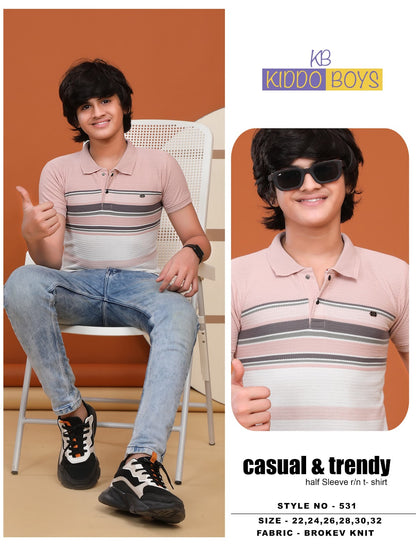 Style No 531 Kiddo Auto Stripes Boys Tshirt Wholesale